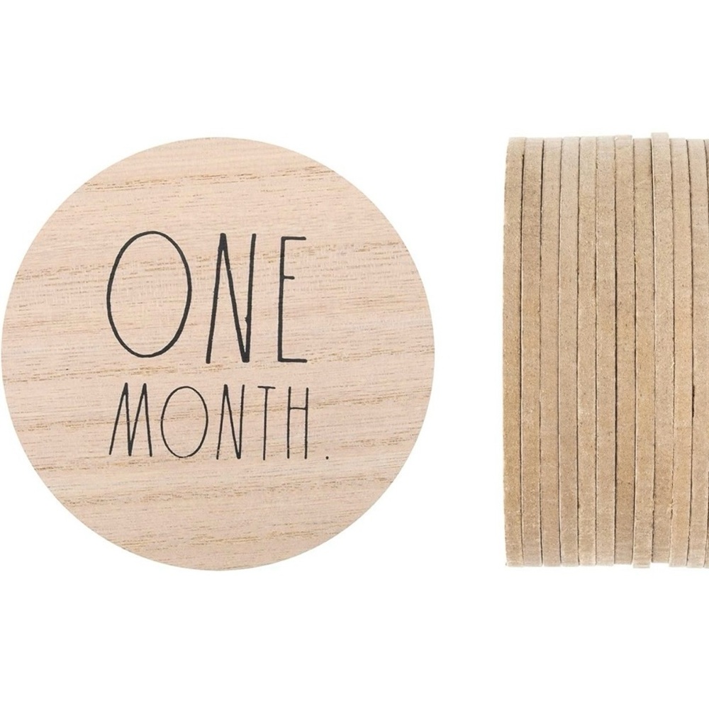 Rae Dunn Baby Circular Wood Monthly Milestone Discs 1-12 Months Set of 12